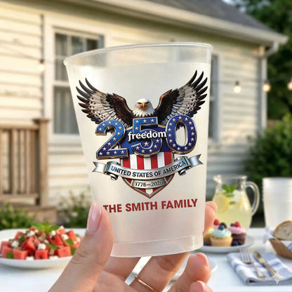 Personalized USA 250 Years Frosted Cups, Freedom Eagle 1776–2026 Party Cups, Custom Family Name Cups 684885