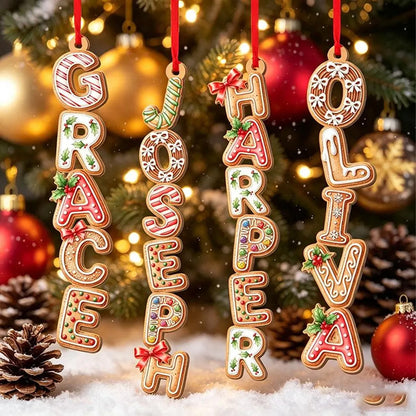 Personalized Gingerbread Name Wooden Ornament, Custom Kids Name Christmas Ornament 686165 WFD
