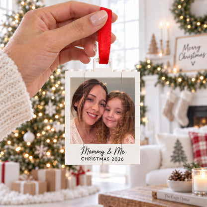 Custom Photo Family Building Block Ornament, Personalized Mom Dad Christmas Keepsake 686307