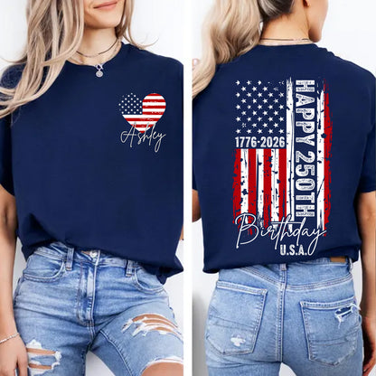 Custom USA 250 Years Anniversary Pocket & Back Shirt | 1776–2026 Independence Day Tee | 4th of July Family Shirt 684483