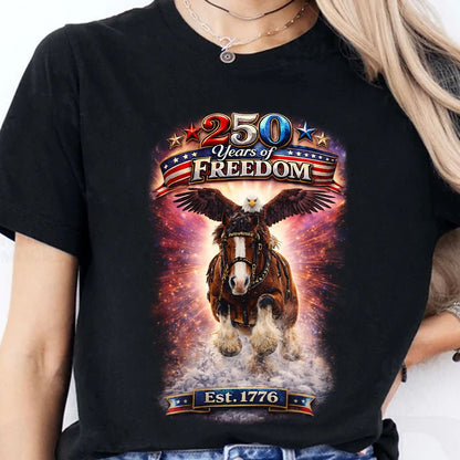 250 Years of Freedom Shirt | Patriotic Eagle & Horse Graphic Tee | 4th of July Independence Day Shirt 684568