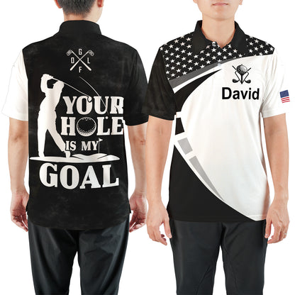 Your Hole Is My Goal Golf Polo Shirt, Funny Golf Shirt for Men, Gift for Golf Lovers 684057