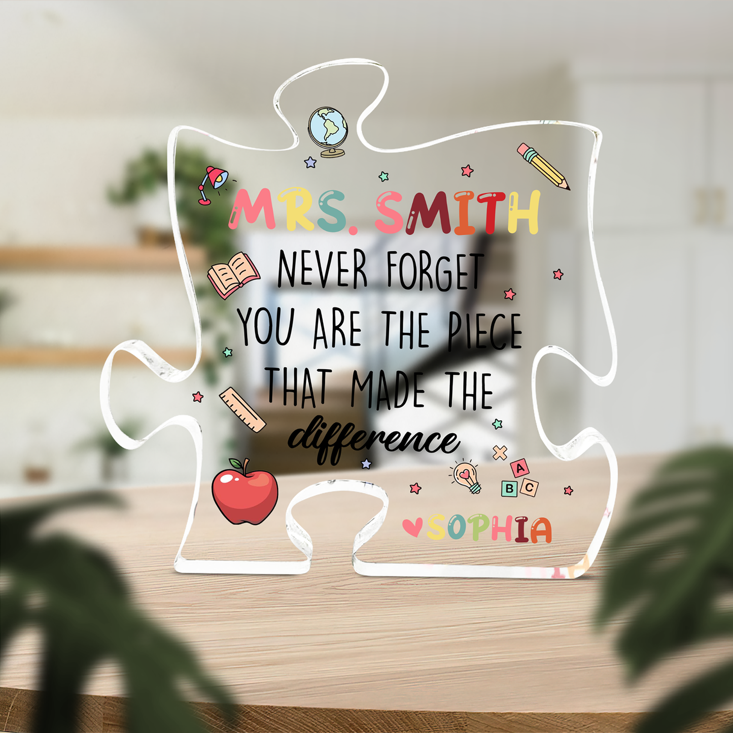 Personalized Teacher Appreciation Puzzle Acrylic Plaque, Custom Name Acrylic Plaque, Thank You Teacher Gift 684900