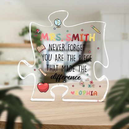 Personalized Teacher Appreciation Puzzle Acrylic Plaque, Custom Name Acrylic Plaque, Thank You Teacher Gift 684900