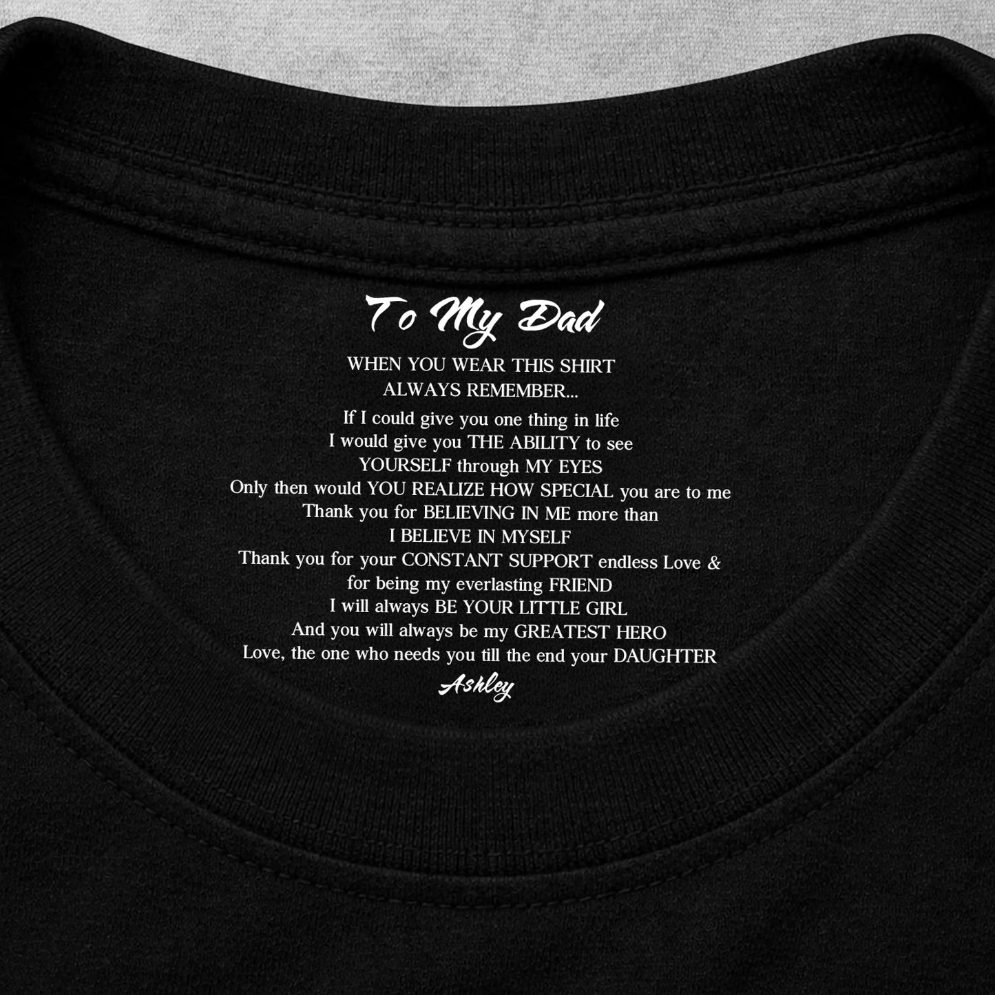 Custom Inside Neck Print Shirt for Dad, Personalized Hidden Message T-Shirt, Father's Day Gift 684671
