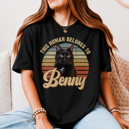 Custom Photo This Human Belongs To Dog Shirt, Personalized Pet Owner T-Shirt, Custom Dog Cat Lover Gift Tee 685479