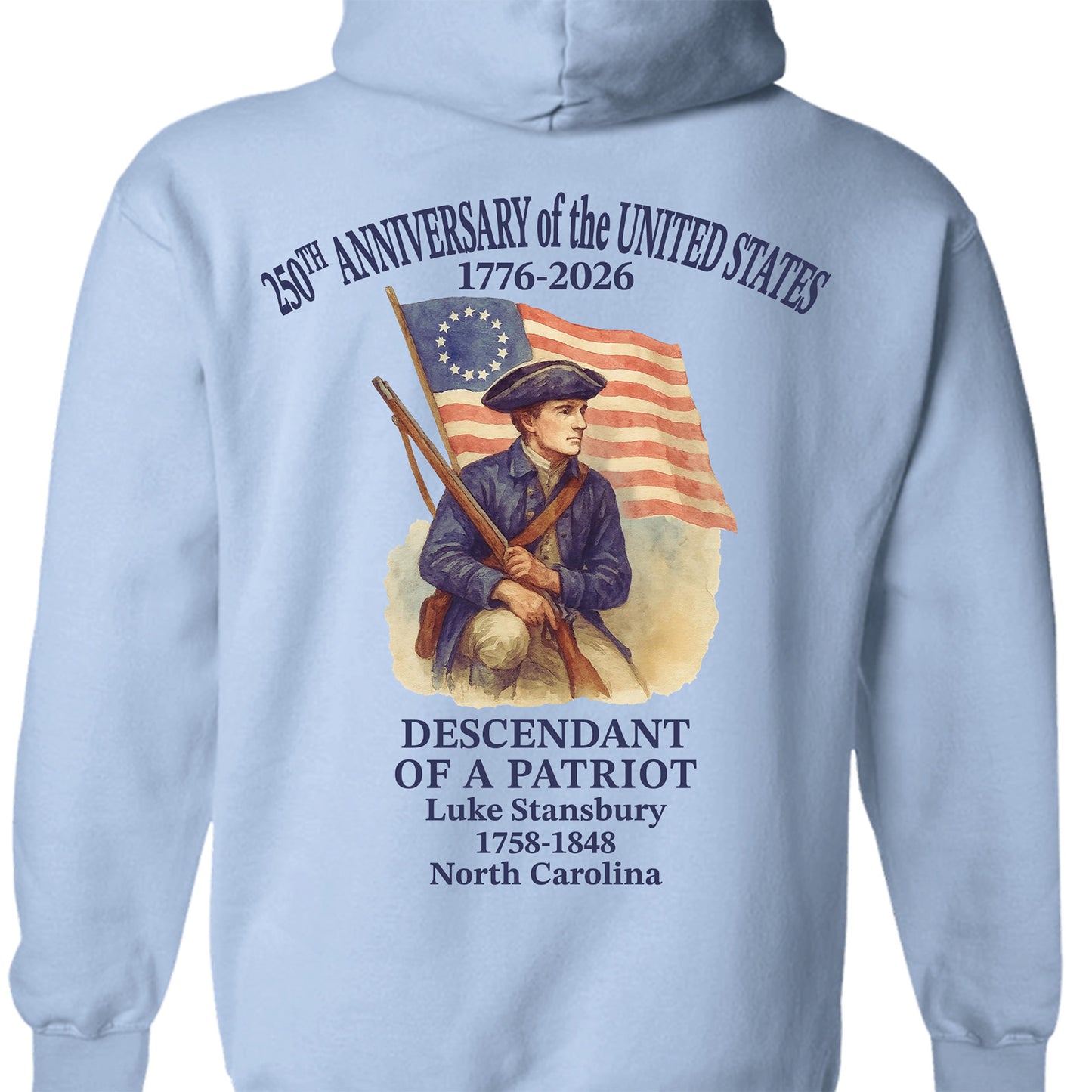 Custom Name 250 Years of America Backside Shirt | Personalized Descendant of a Patriot | Patriotic 1776–2026 Tee 684228