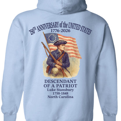 Custom Name 250 Years of America Backside Shirt | Personalized Descendant of a Patriot | Patriotic 1776–2026 Tee 684228