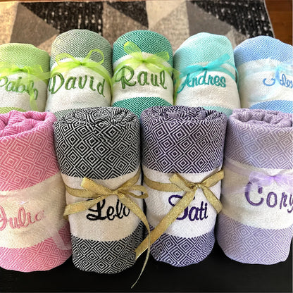Personalized Beach Towel, Custom Name Turkish Towel, Girls Trip Gift, Bachelorette Party Favor 684779 WFD