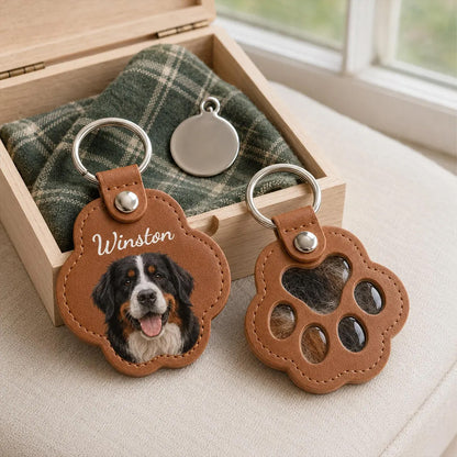 Personalized Pet Fur Keepsake Keychain, Custom Photo Paw Hair Holder Keychain, Dog Cat Memorial Gift 686761 WFD