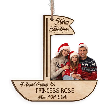 Personalized Christmas Boat Wooden Money Holder Ornament, Custom Photo Special Delivery Family Gift 686242 WFD