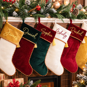 Personalized Velvet Christmas Stocking, Custom Name Stocking, Family Holiday Decor, Christmas Gift 685977 WFD