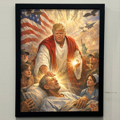 Trump as Jesus Picture Frame, Donald Trump Patriotic Photo Frame, US Flag Eagle Military Decor Frame Gift 684801 - GOP
