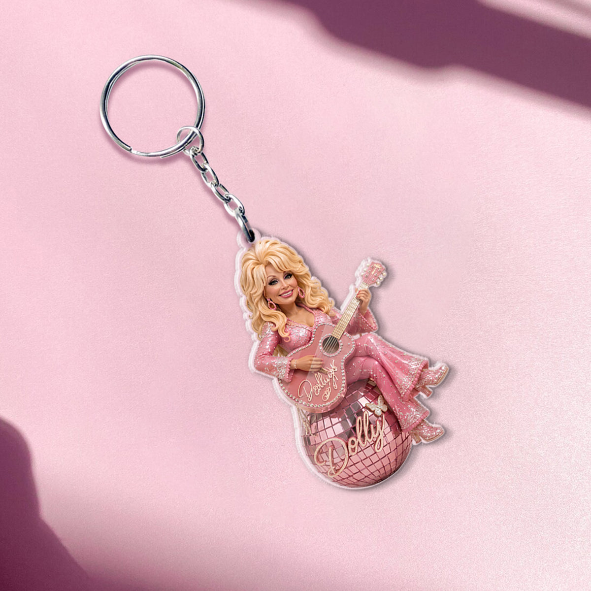 Dolly Parton Acrylic Keychain, Pink Disco Ball Country Music Keychain, Dolly Fan Christmas Gift 686094
