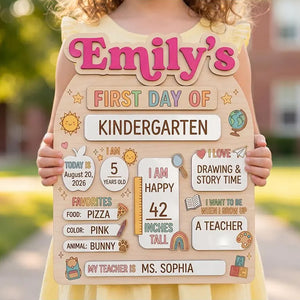 Personalized First Day of School Sign, Custom Back to School Board, Preschool Kindergarten Photo Prop 685371