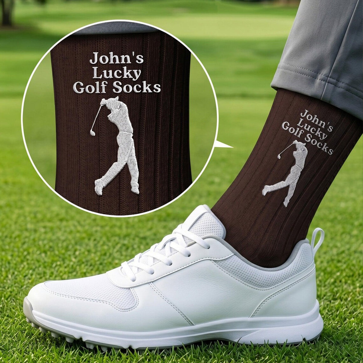 Personalized Lucky Golf Embroidered Socks, Custom Name Embroidered Golf Socks for Men, Golf Lover Gift 686363 WFD