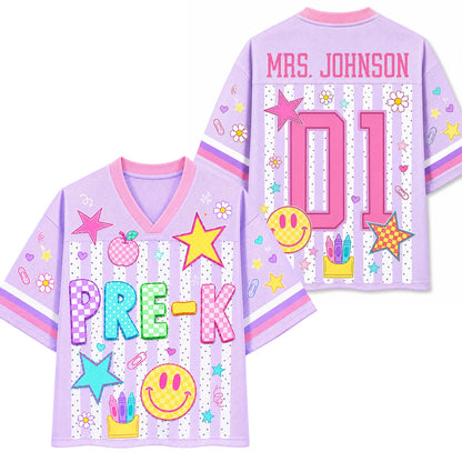 Personalized Teacher Football Jersey, Custom Grade Level Name & Number Shirt, Retro Back to School Gift 685676 WFD