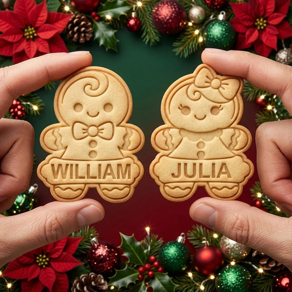Personalized Gingerbread Cookie Cutter & Stamp, Custom Name Christmas Baking Tool, Gift for Bakers 686984 WFD