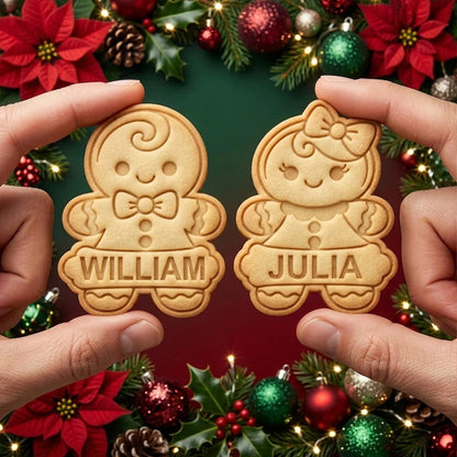 Personalized Gingerbread Cookie Cutter & Stamp, Custom Name Christmas Baking Tool, Gift for Bakers 686984 WFD