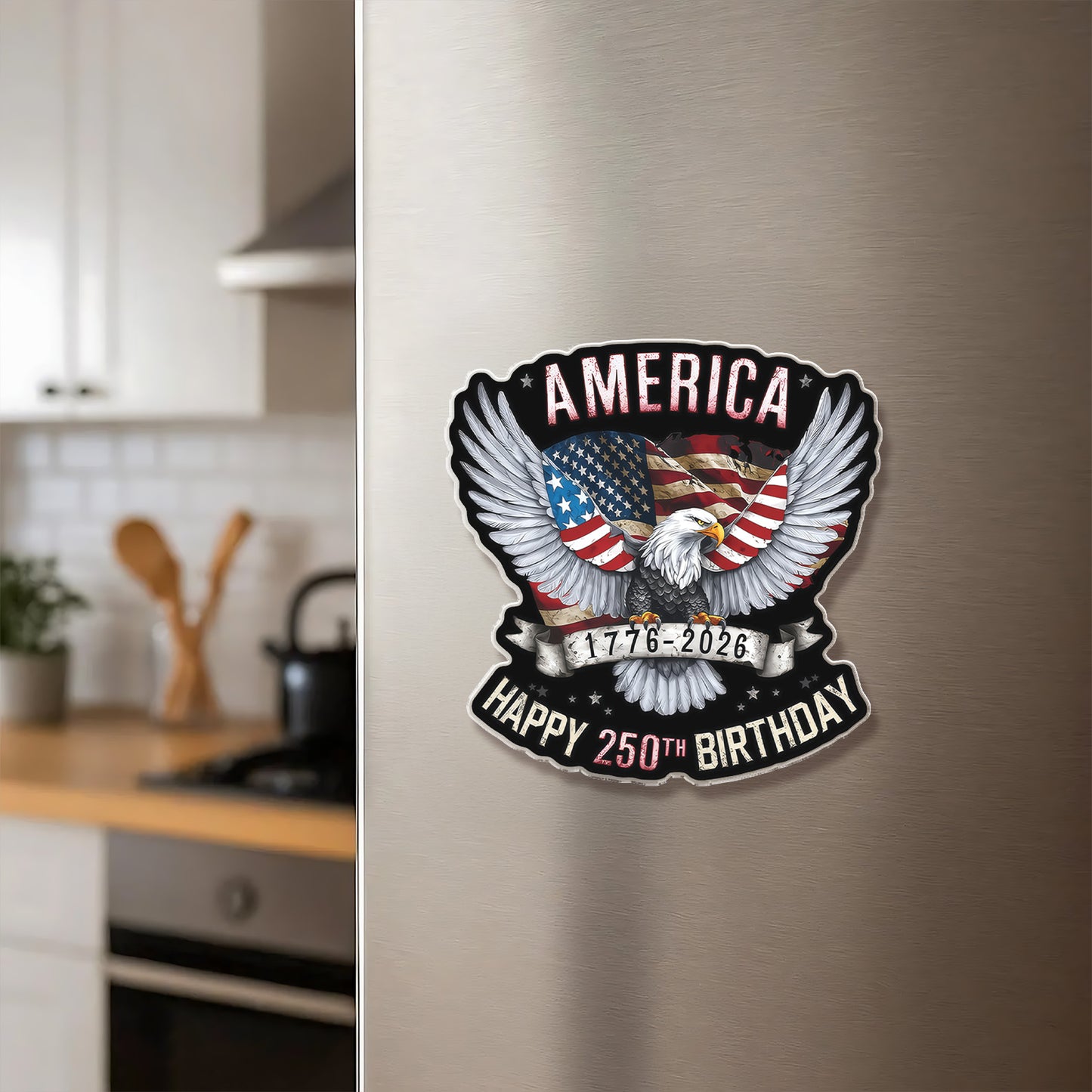 USA 250 Years Anniversary Fridge Magnet, Retro Eagle 1776–2026 Magnet, Patriotic 4th of July Fridge Magnet 684209