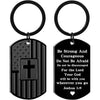 Christian Gift Keychain, Bible Verse Dog Tag Cross Keychain, Black American Flag Keyring, Faith Gift for Men 684047