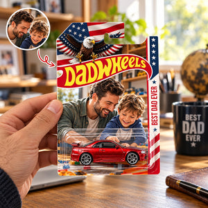 Personalized Dad Wheels Hot Wheels Packaging, Custom Photo US Flag Toy Car Display, Gift For Dad 686792 WFD