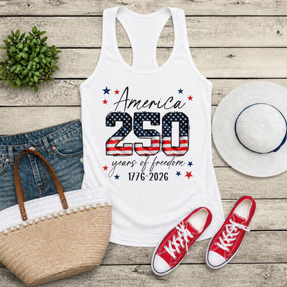250 Years of Freedom Racerback Tank Top, Patriotic America 1776-2026 USA Tank Shirt 685163 WFD