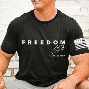 Freedom Charlie Kirk Red Shirt | Red Freedom Shirt | We Wear Red Charlie Kirk Birthday October 14 Sleeve Left Shirt 683207