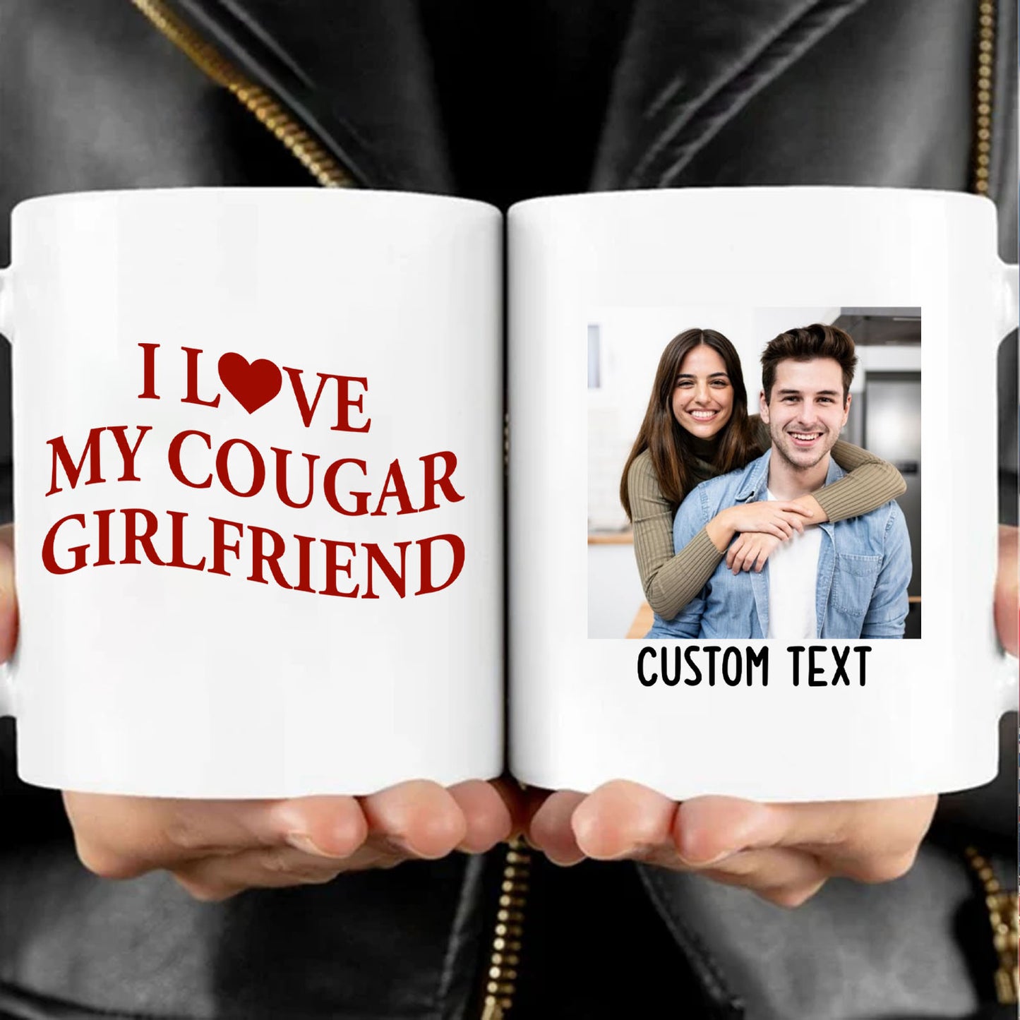 I Love My Cougar Girlfriend Mug, Personalized Photo Coffee Mug, Valentine’s Day White Mug Accent Mug 683796