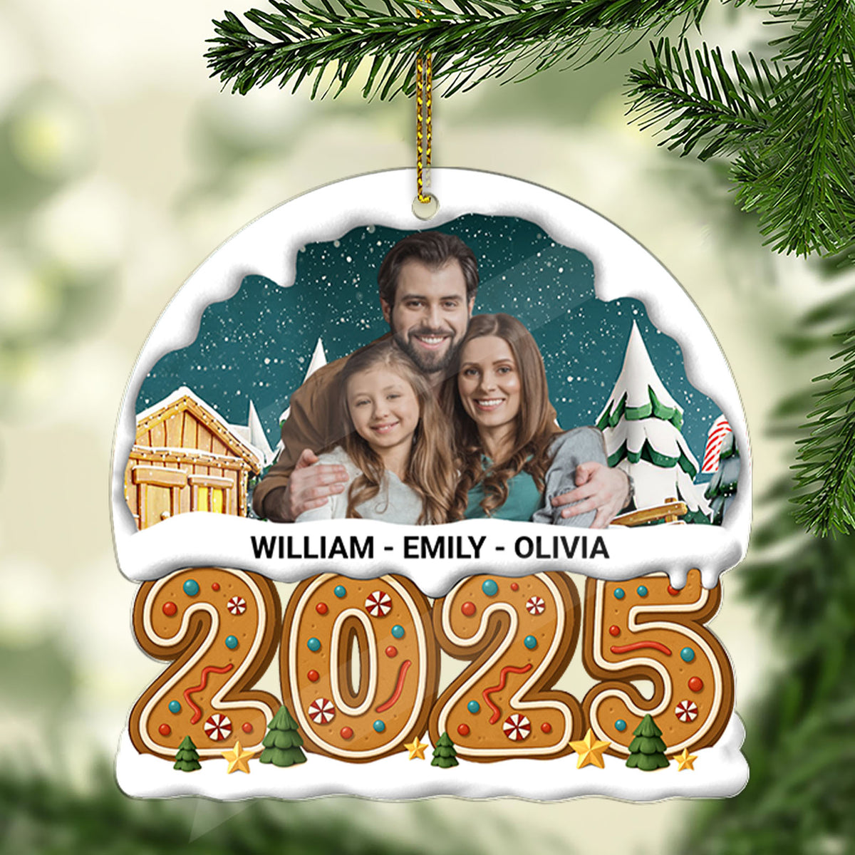 Christmas Photo Upload Family Acrylic Ornament 2025 | Personalized Custom Name Family Ornament 683503