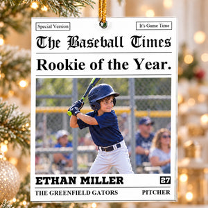 Personalized Sports Newspaper Acrylic Ornament, Custom Photo Baseball Basketball Football Gift 686621 WFD