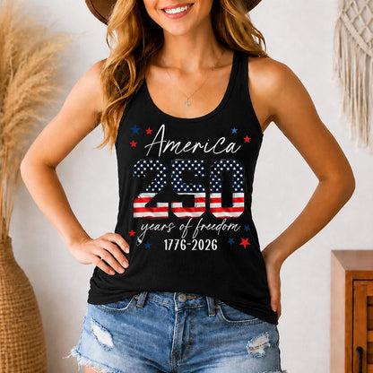 250 Years of Freedom Racerback Tank Top, Patriotic America 1776-2026 USA Tank Shirt 685163 WFD