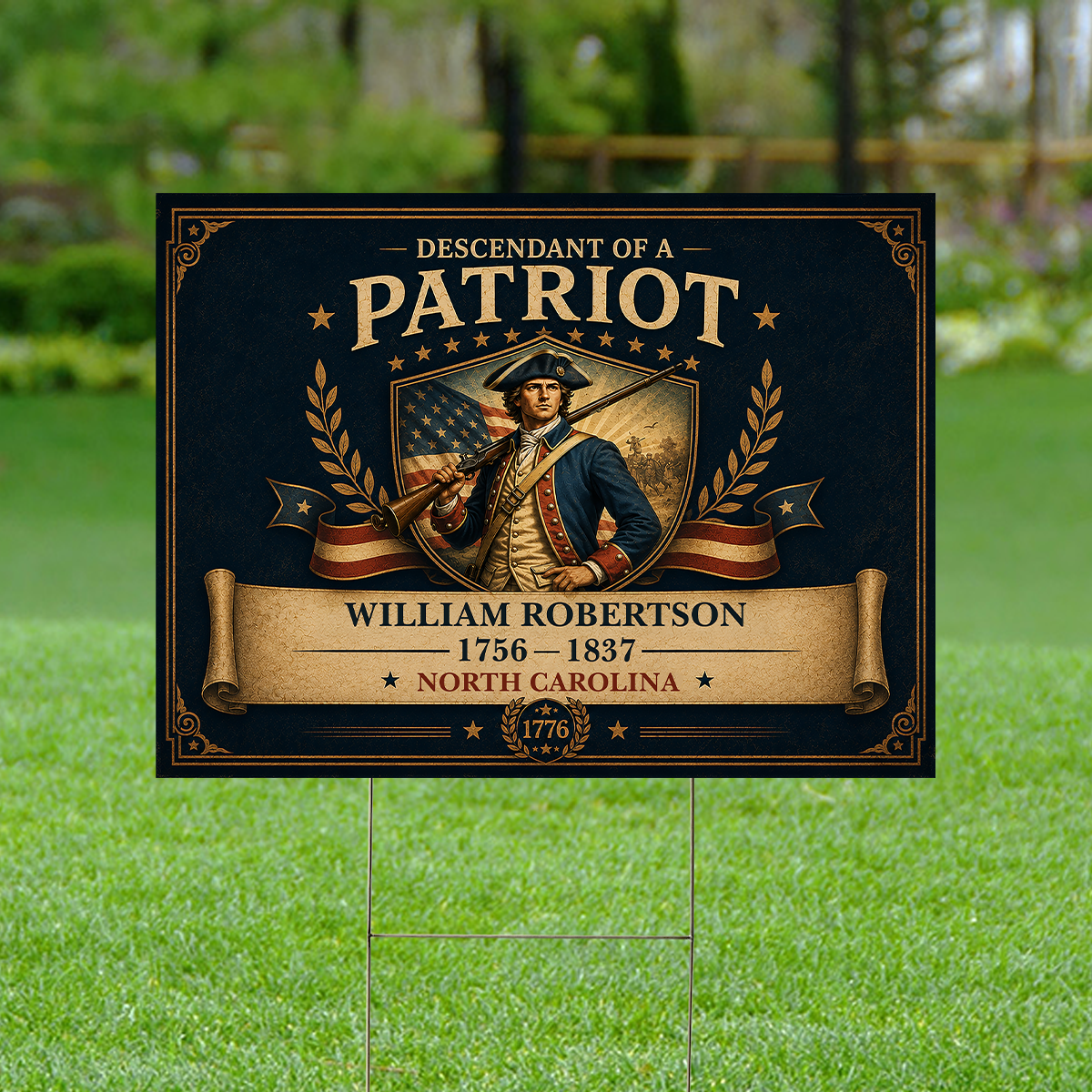 Personalized 250 Years Revolutionary War Patriot Yard Sign, Custom Descendant of a Patriot Garden Flag 685328
