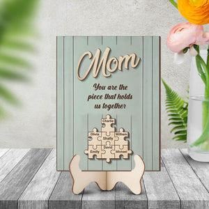 Personalized Mom Puzzle Sign, Custom Name Wooden Plaque, Mothers Day Gift, 2 Layers Wooden Plaque 684821