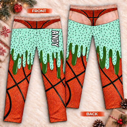 Personalized Ice Cream Drip Sports Pajama Pants, Custom Name Fake Underwear Lounge Pants, Sports Fan Gift 686602 WFD