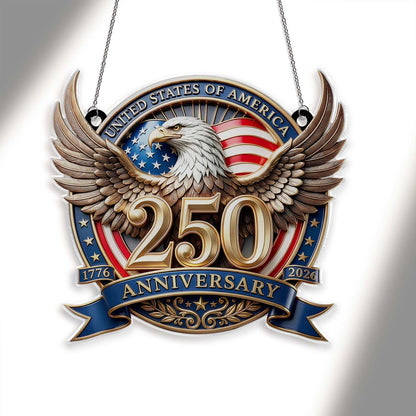 USA 250 Years Suncatcher Ornament | Patriotic Eagle 1776–2026 Suncatcher | 4th of July Suncatcher 684349