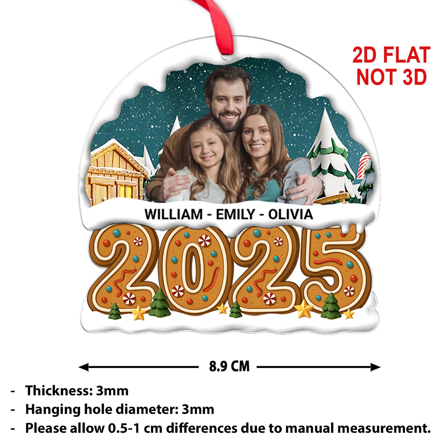 Christmas Photo Upload Family Acrylic Ornament 2025 | Personalized Custom Name Family Ornament 683503