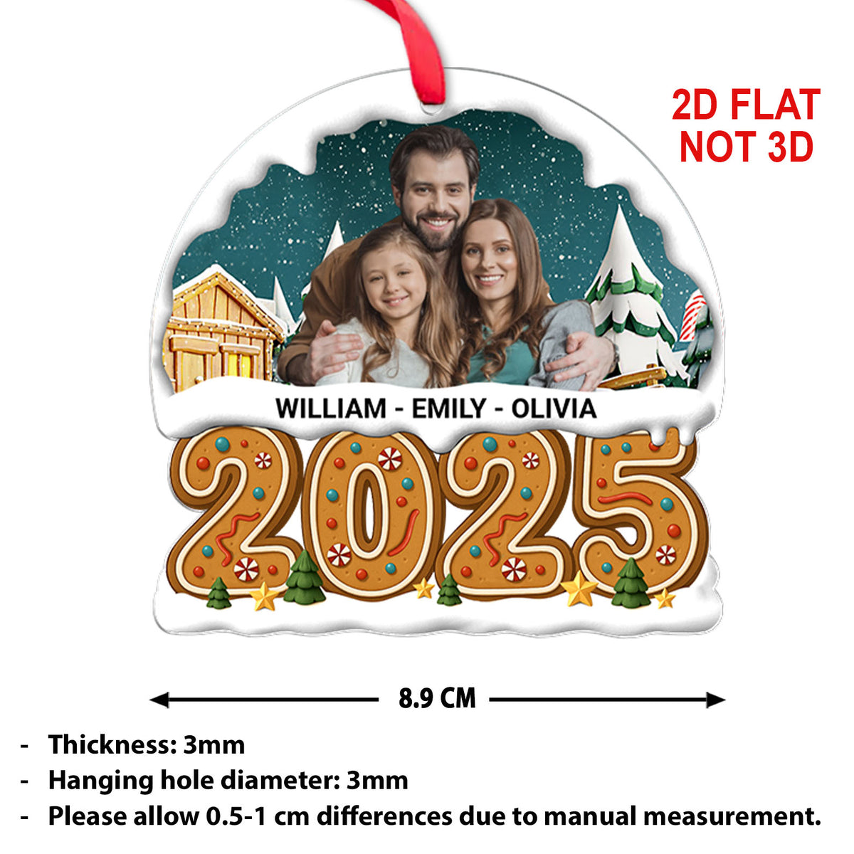 Christmas Photo Upload Family Acrylic Ornament 2025 | Personalized Custom Name Family Ornament 683503