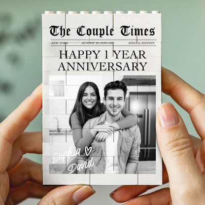 Custom Photo Couple Building Brick Blocks, Personalized Anniversary Keepsake, Gift for Couple 685968