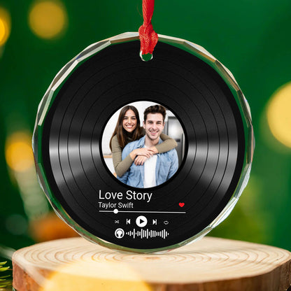 Custom Song Photo Glass Ornament | Couple Song Ornament | Photo Upload Christmas Ornament 683482