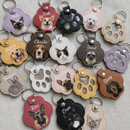 Personalized Pet Fur Keepsake Keychain, Custom Photo Paw Hair Holder Keychain, Dog Cat Memorial Gift 686761 WFD