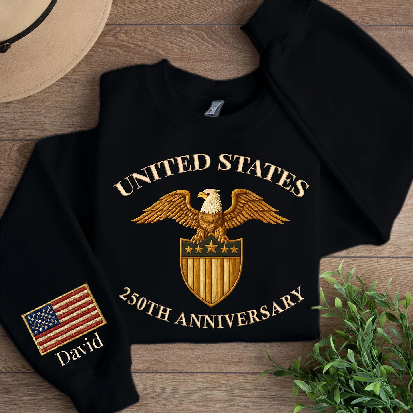 United States 250 Years Anniversary Sweatshirt | Patriotic 1776–2026 Right Sleeve Print Sweater 683326
