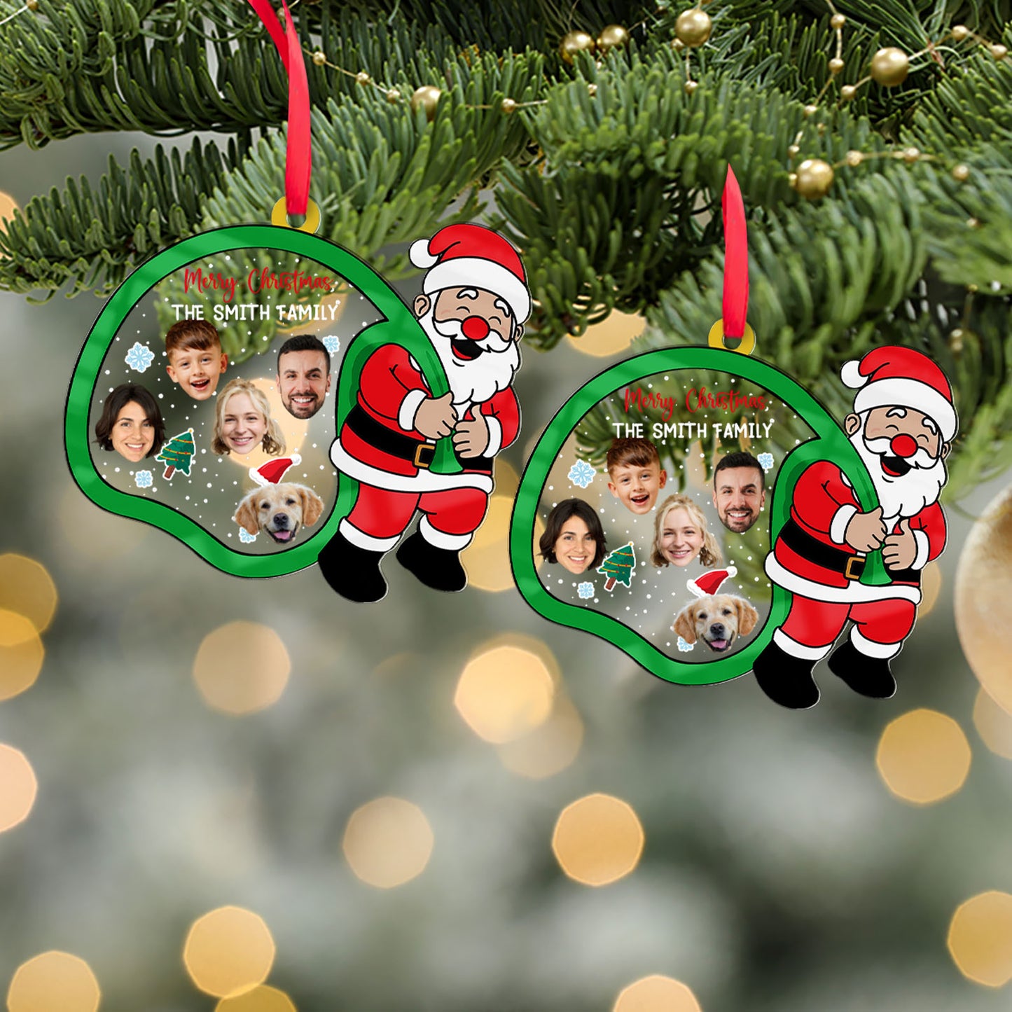 Christmas Family Acrylic Ornament | Personalized Custom Family Photo Upload Ornament 683534