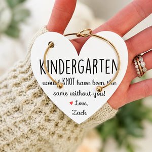 Personalized Teacher Knot Bangle, End of Year Teacher Appreciation Gift, Custom Heart Card Bracelet 685807 WFD