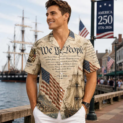 Patriotic 250 Years USA Hawaiian Shirt, Vintage We The People 1776–2026 AOP Hawaiian Shirt 685056 WFD