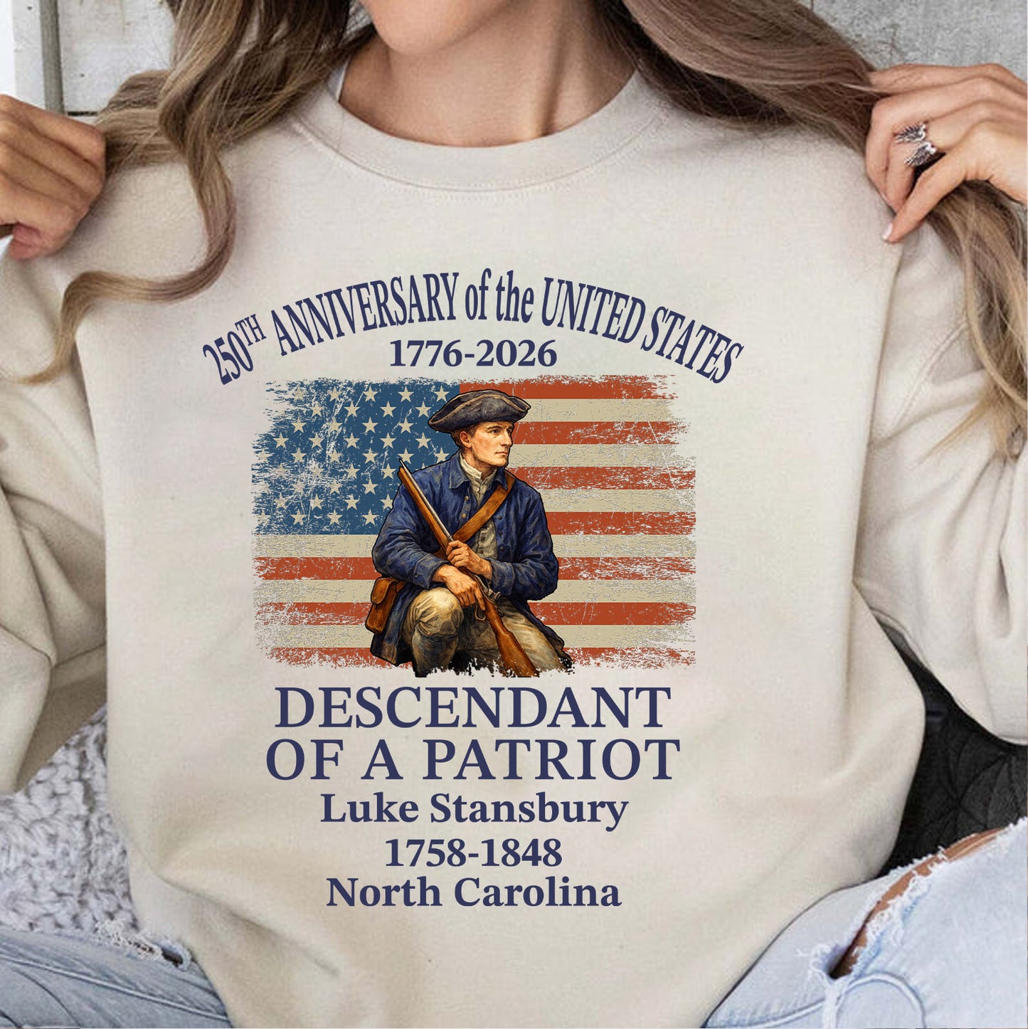 Custom Name USA 250 Years 1776–2026 Shirt | Personalized Descendant of a Patriot T-Shirt 684449