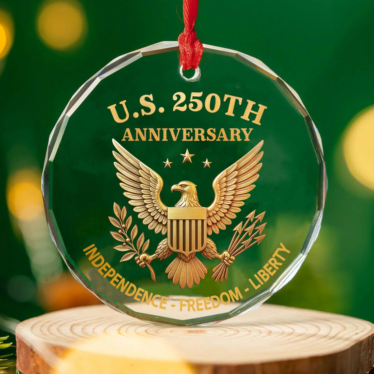 USA 250 Years Anniversary Glass Ornament | Patriotic 4th of July | Happy 250th Birthday America Christmas Ornament 682714