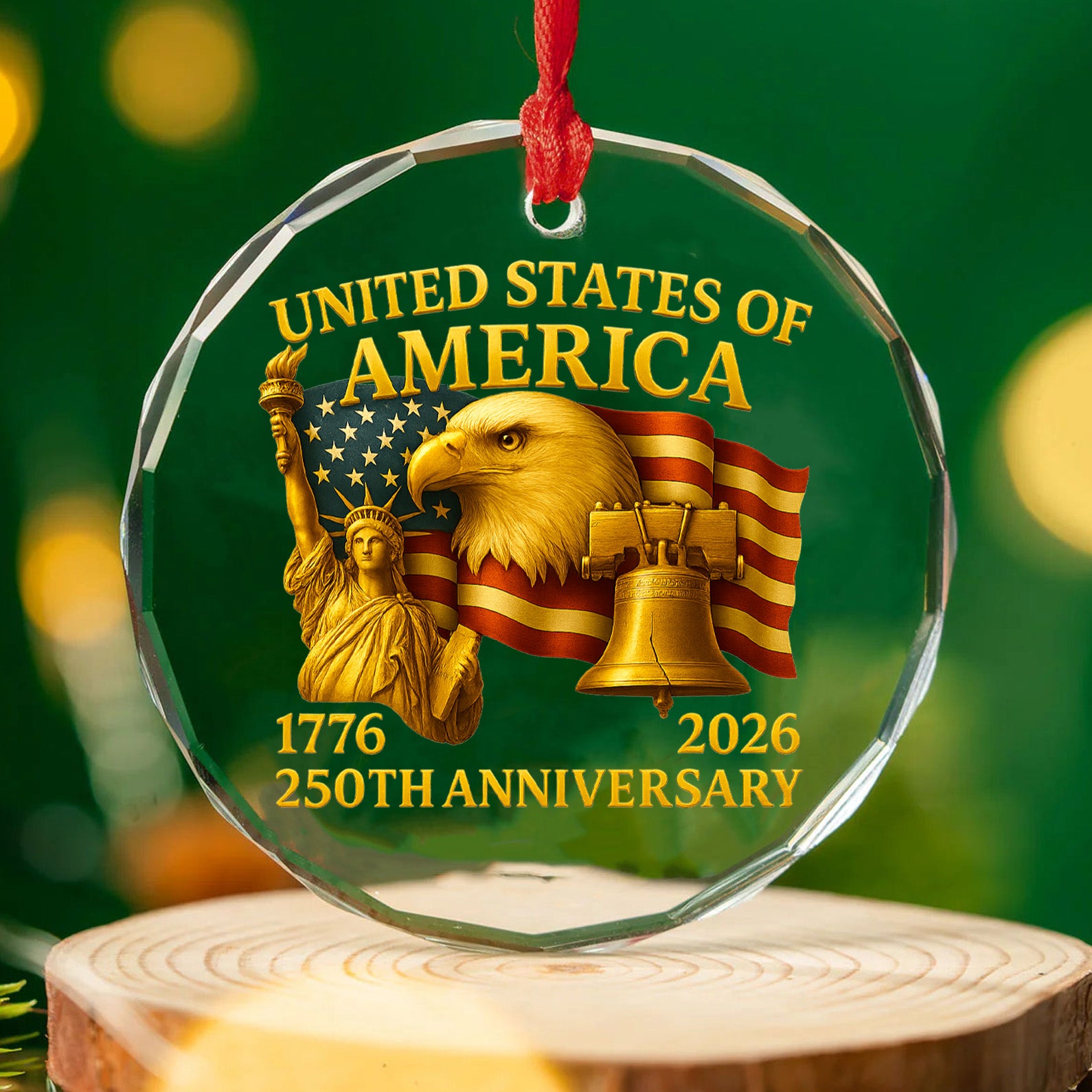 250 Years Anniversary Glass Ornament | Happy 250th Birthday 1776–2026 Christmas Ornament 683041