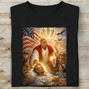 Trump as Jesus Graphic T-Shirt, Donald Trump Patriotic Shirt, US Flag Eagle Military Tee 684801 - GOP