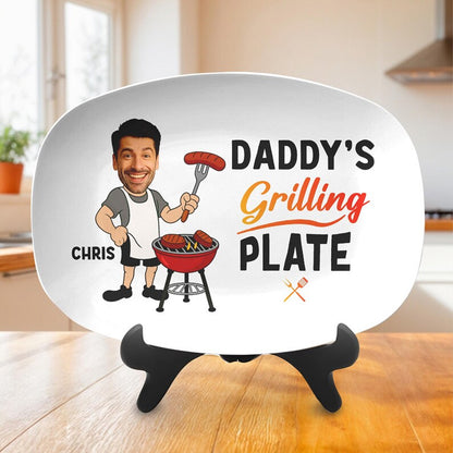 Custom Photo Papa’s Grilling Plate, Personalized Grandpa Serving Tray, Father’s Day Gift For Dad 685117